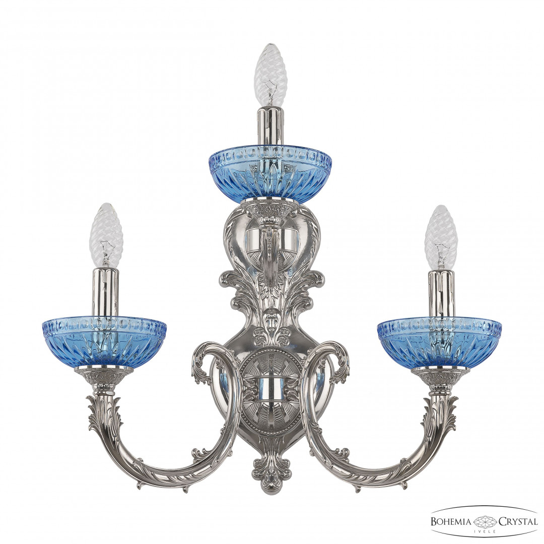 Бра бронзовые с хрусталём 7109B16/2+1/210 Ni P Aquamarine/M-1G