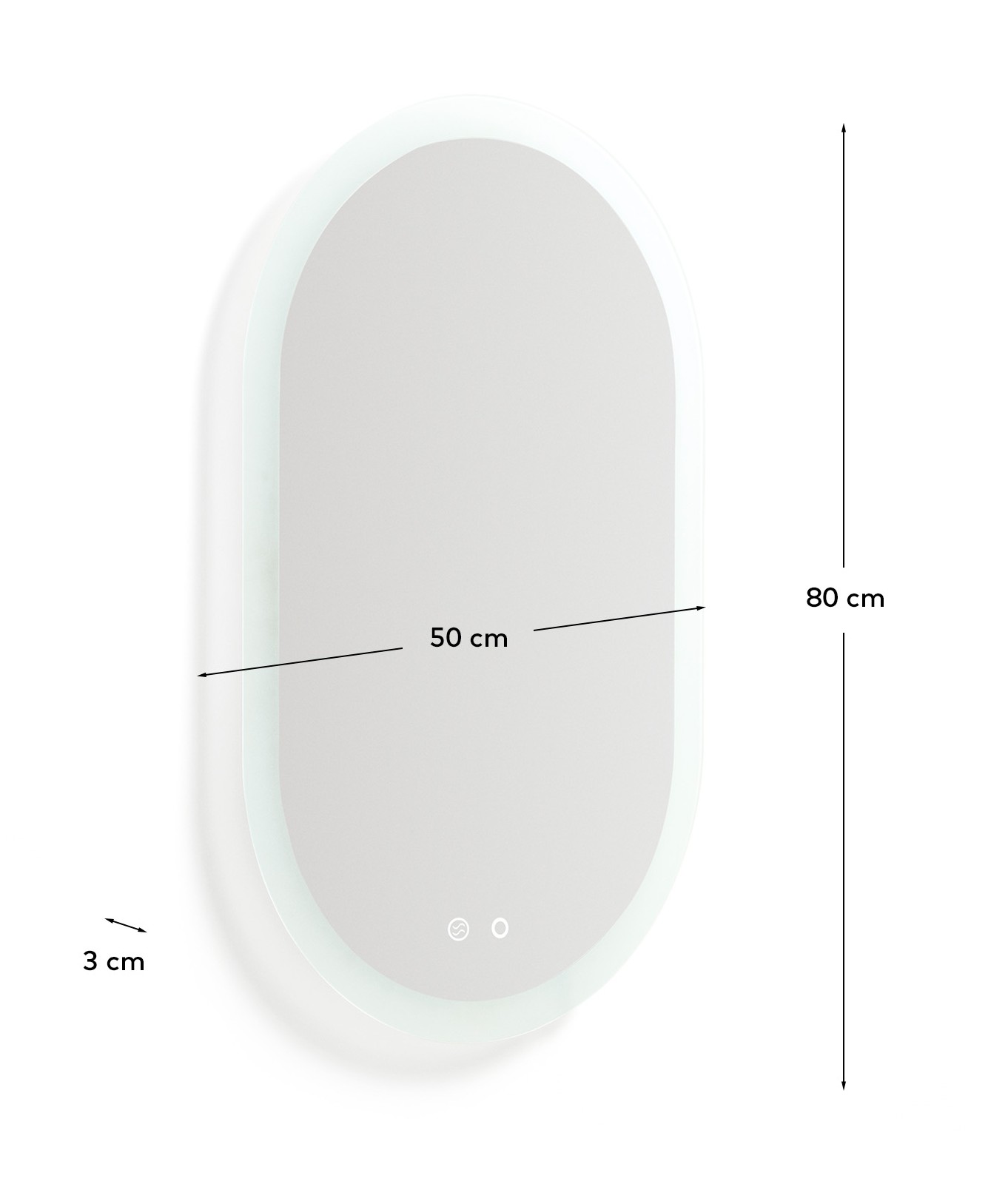 Овальное зеркало для ванной Mervi со LED подсветкой и защитой от запотевания 80 x 50 см La Forma (ex Julia Grup)