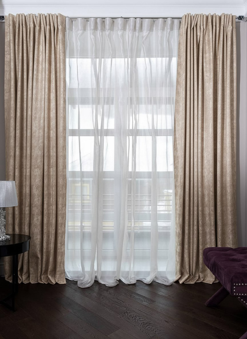 Портьера HOUSTON бежевый 275*260 Garda Decor 121GD-00021