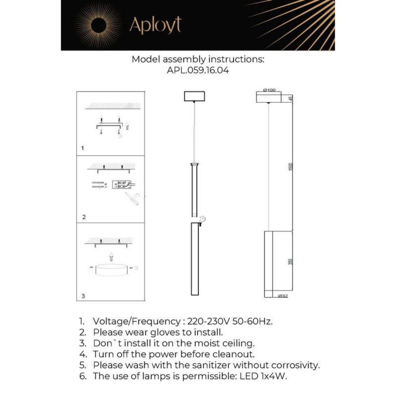 Подвесной светильник APLOYT APL.059.16.04