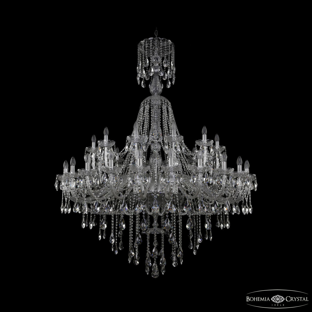 Люстра хрустальная 1415/24+12/530/XL-186 Ni