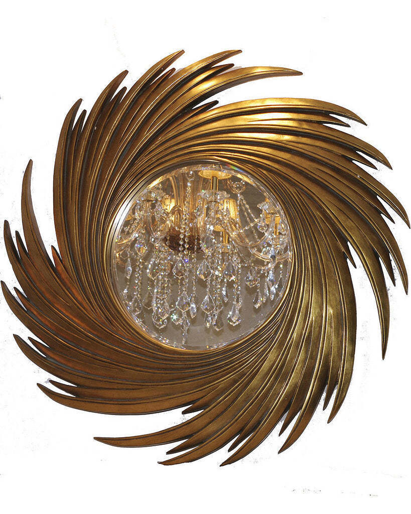 Круглое зеркало в золотой раме Свирл Louvre Home LH159G