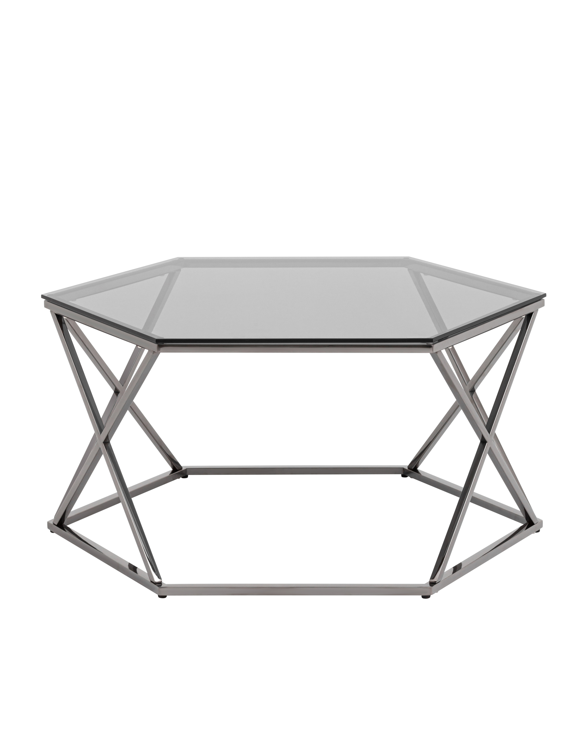 Журнальный столик Круз 93*80 стекло smoke сталь темный хром Stool Group