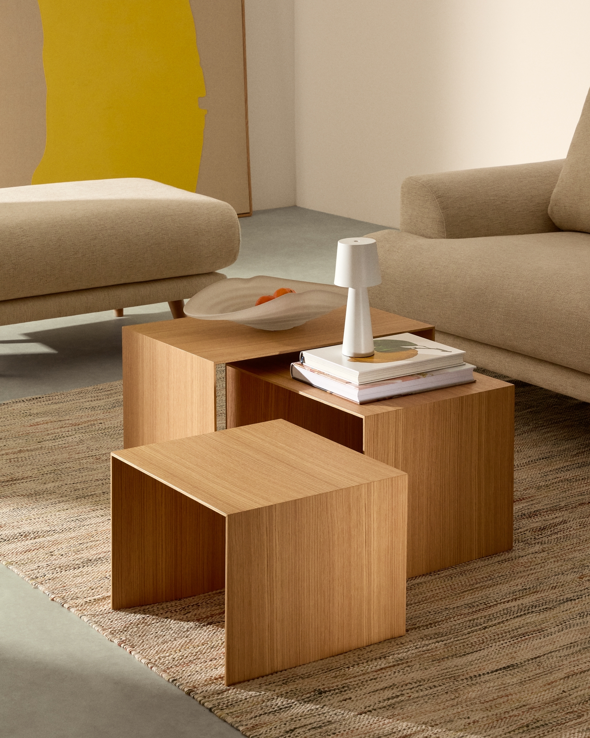 Litto Комплект из 3-х столиков из дубового шпона с отделкой натурального цвета La Forma (ex Julia Grup)