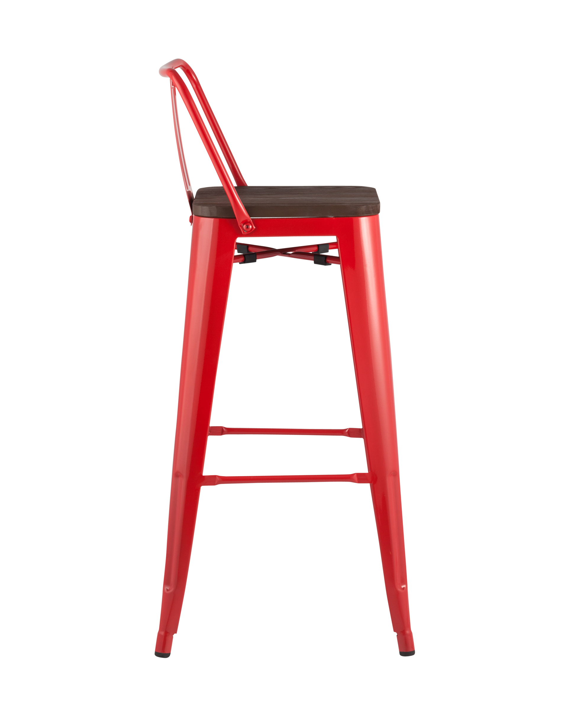 Стул барный TOLIX WOOD со спинкой красный глянцевый 2 шт Stool Group