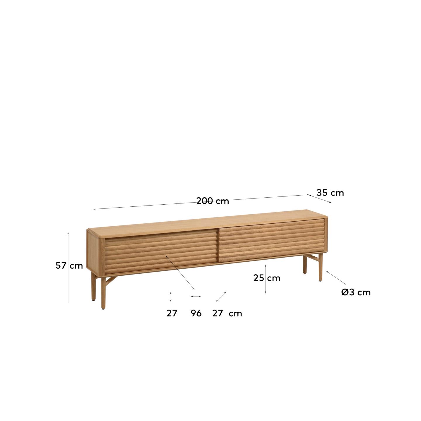 Тумба под TV Lenon из древесины дуба 200 x 55 cm La Forma (ex Julia Grup)