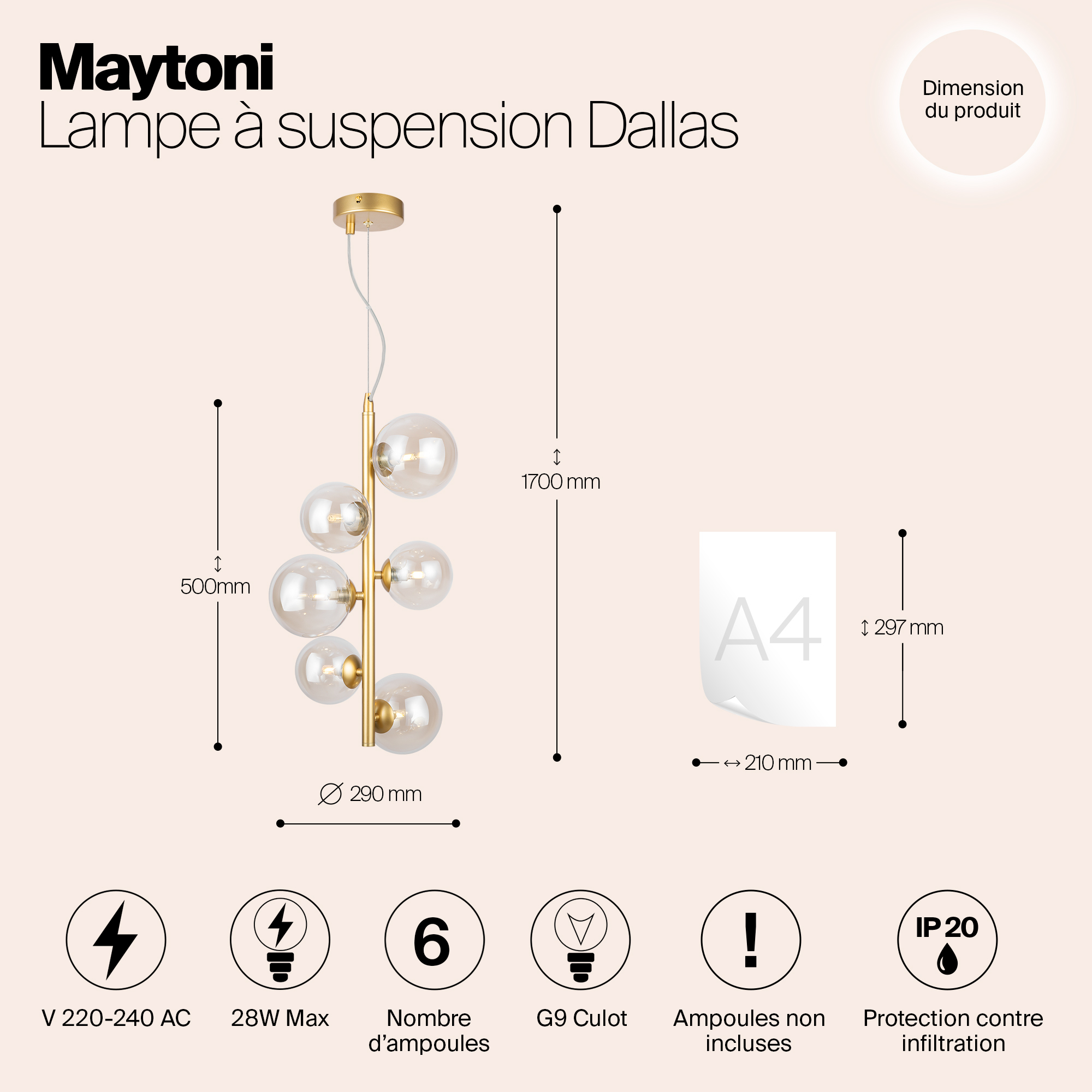 Подвесной светильник Maytoni MOD545PL-06G