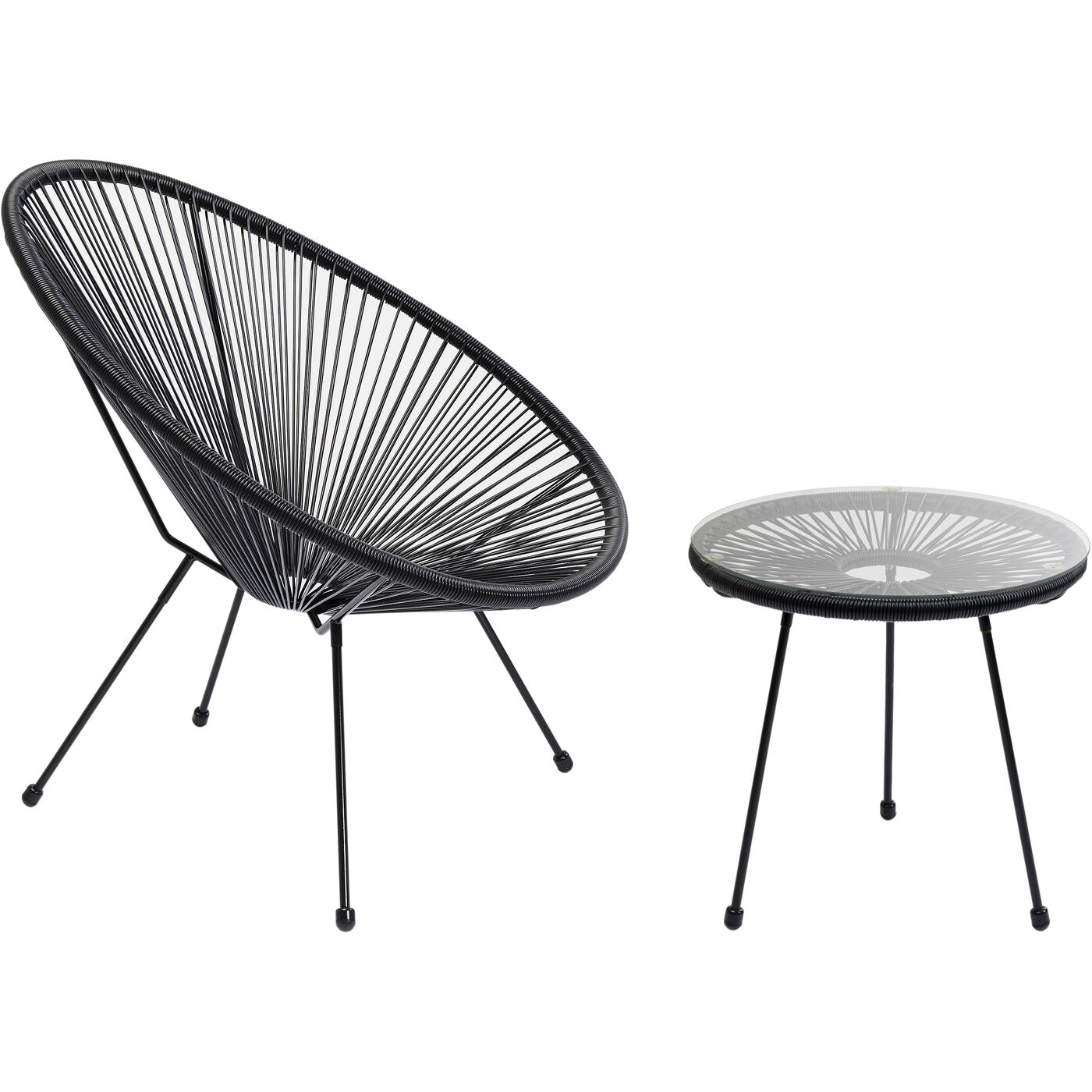 Комлект кресло + столик Acapulco Black (2 предмета) KARE 47404