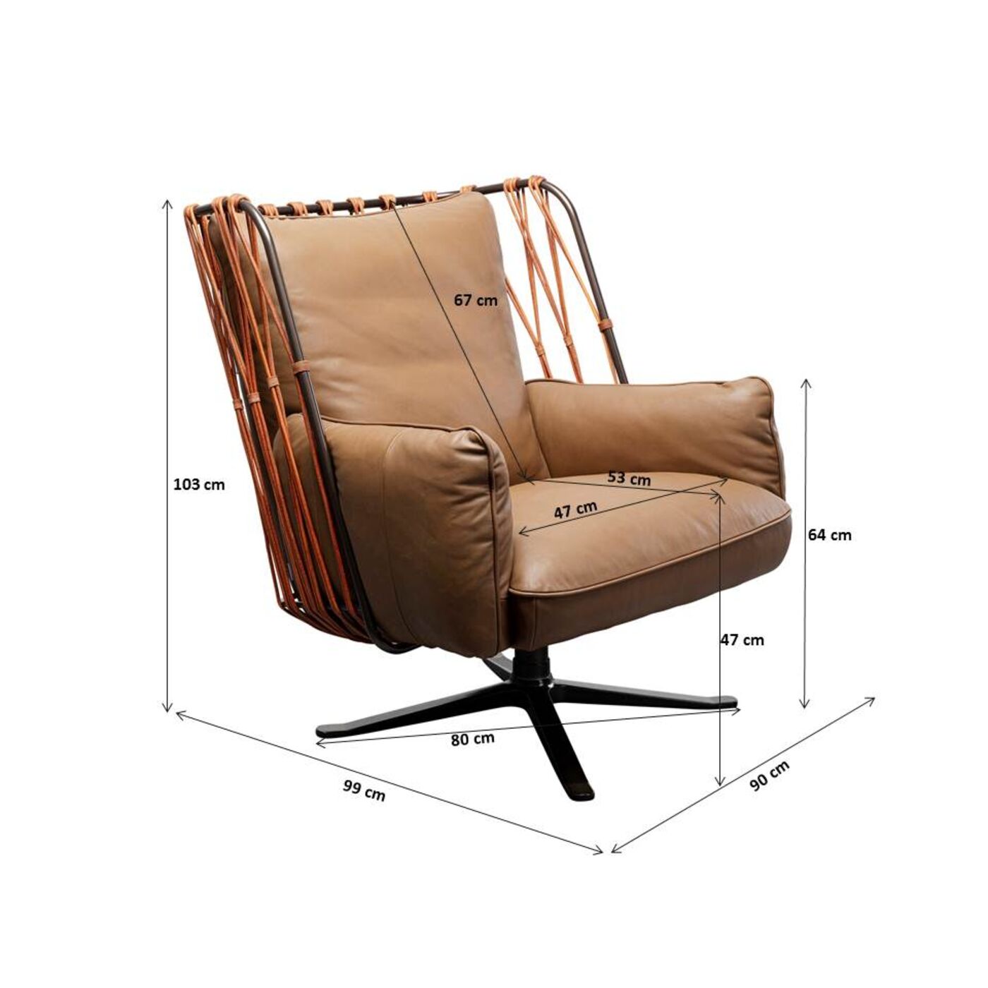 Кресло вращающееся Paradiso Brown KARE 87689