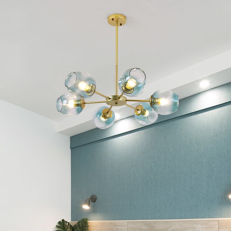 Люстра на штанге MARINE D104 12 lamps Black/Transparent by ImperiumLoft