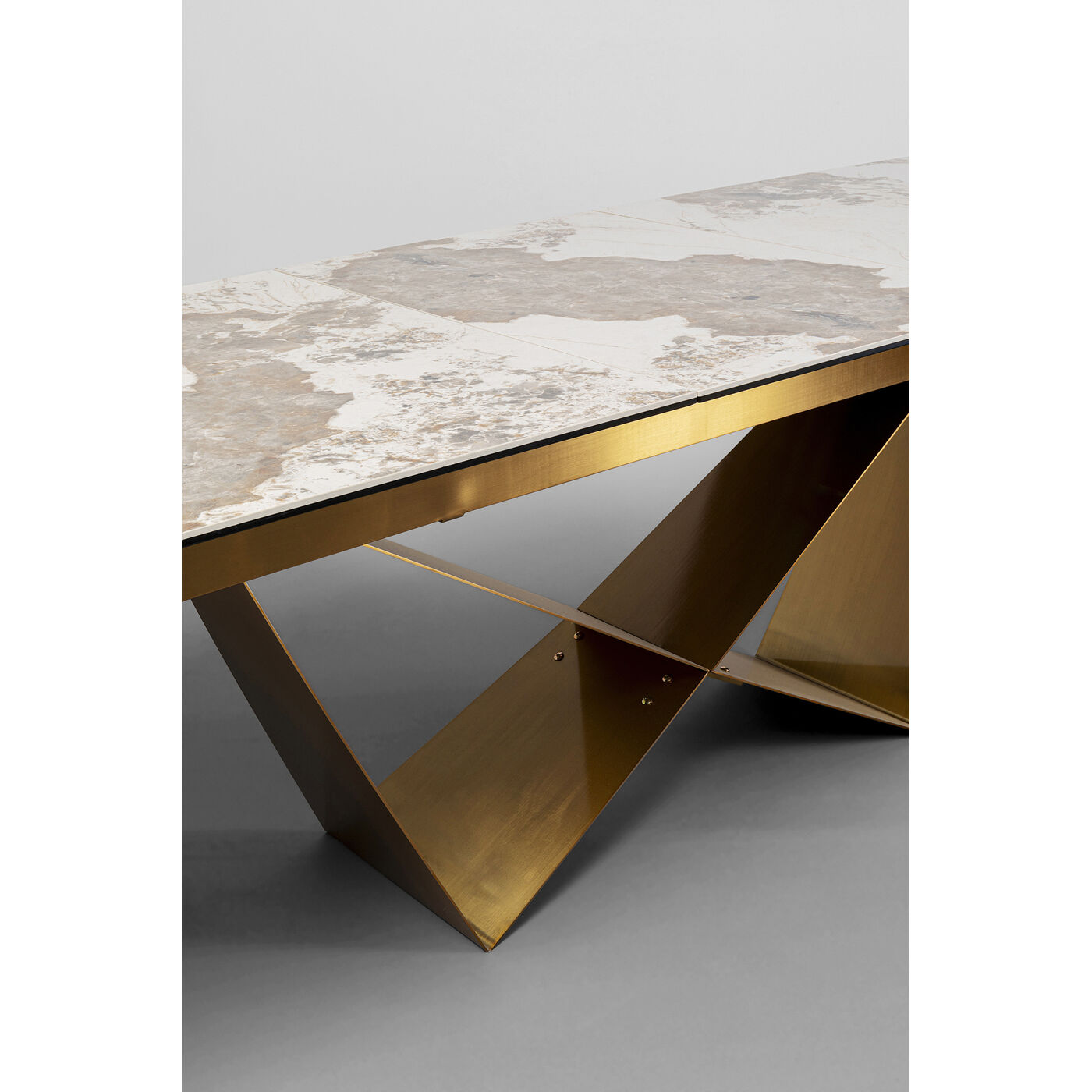 Стол обеденный раздвижной Connesso Brass 200(+60)x100 см KARE 87666