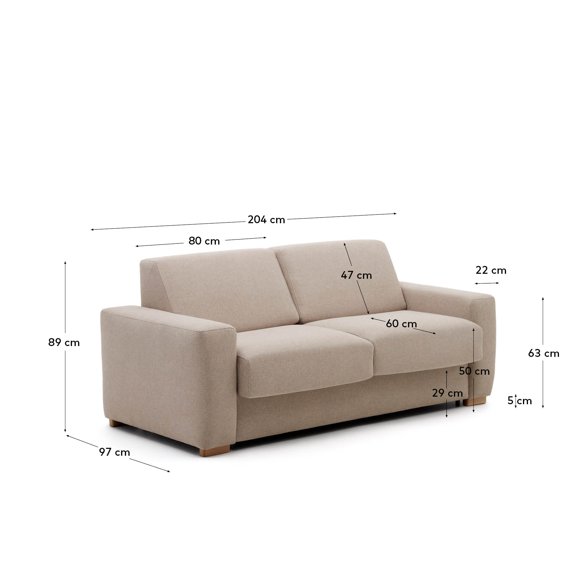 Anley 3-местный диван-кровать бежевого цвета 204 см La Forma (ex Julia Grup)