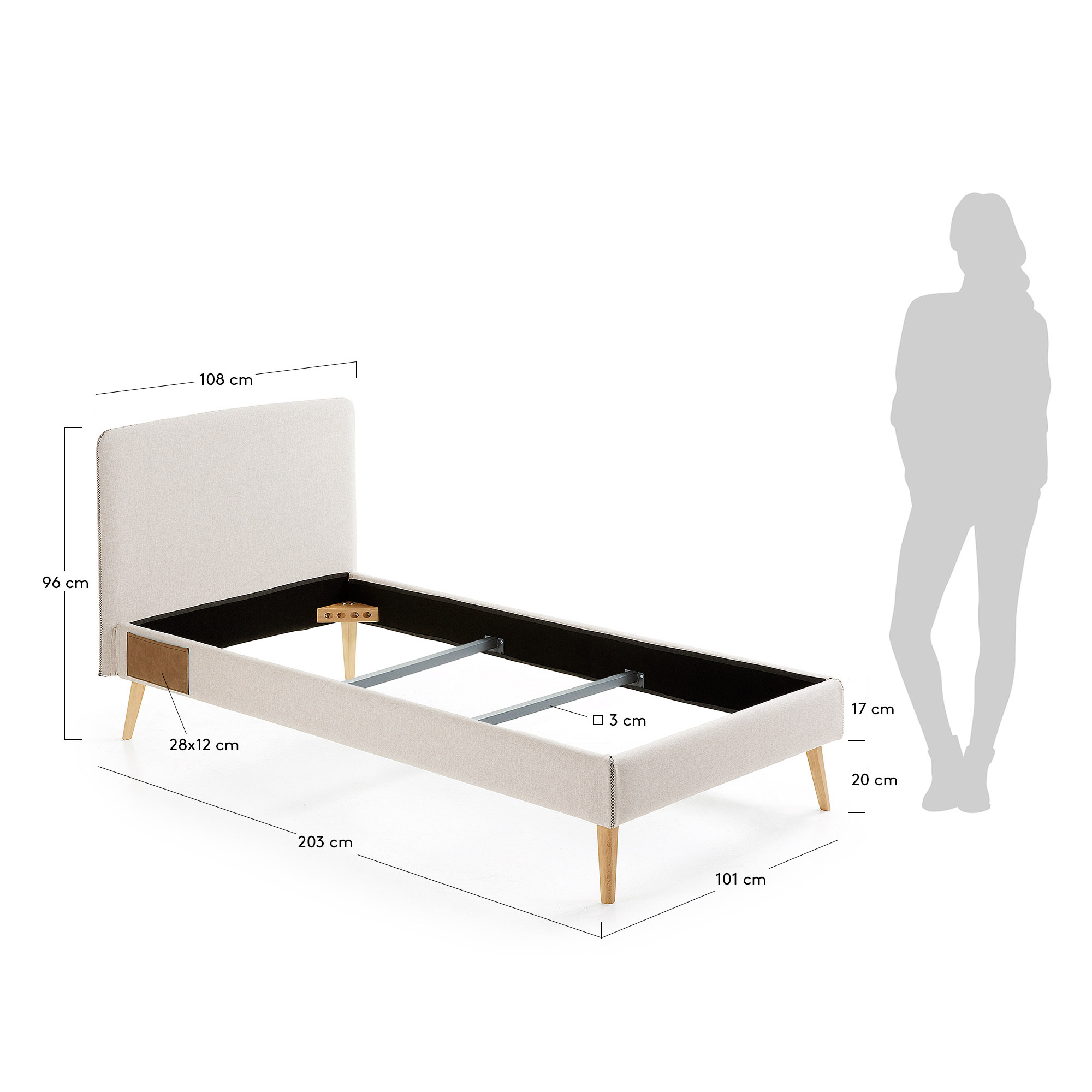 Кровать Lydia 90х190 бежевая La Forma 52258