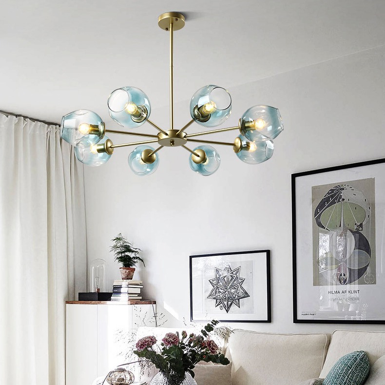 Люстра на штанге MARINE D104 12 lamps Black/Transparent by ImperiumLoft