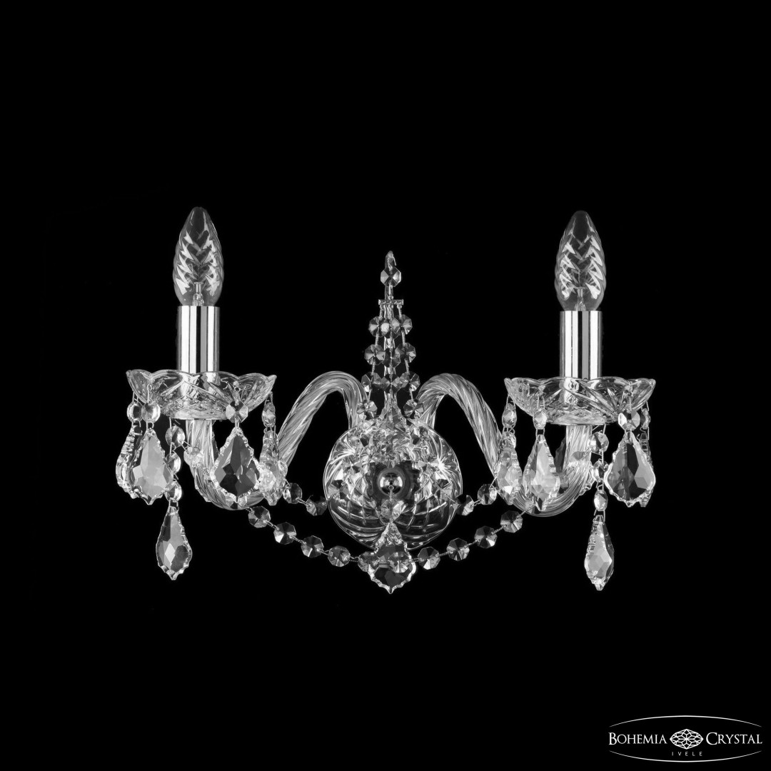 Бра хрустальные 1411B/2/160 Ni Leafs Bohemia Ivele Crystal