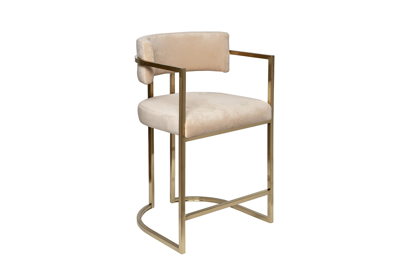Стул барный велюровый бежевый/матовое золото Garda Decor 76AR-603GOLD-BG