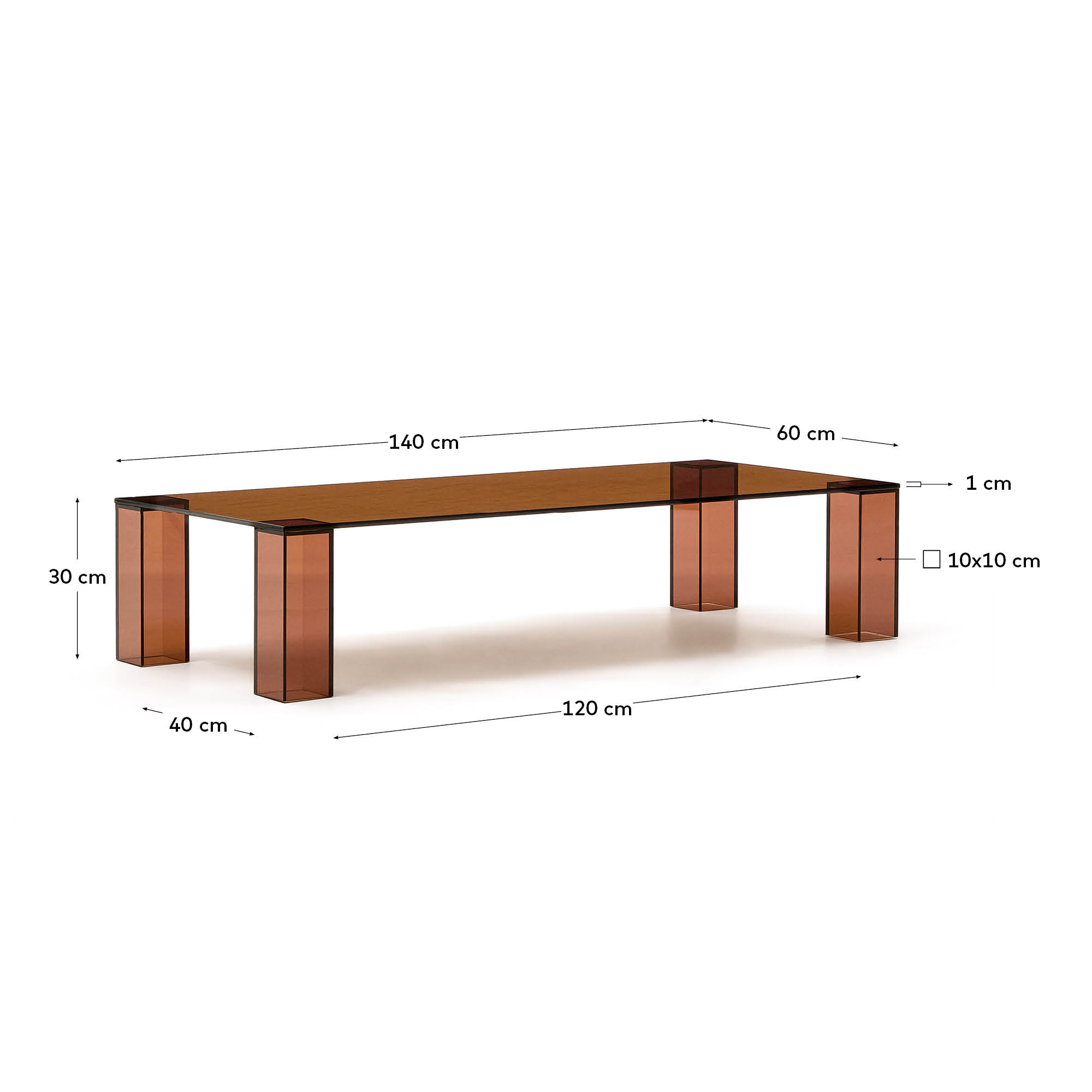 Журнальный столик Adularia из стекла коричневого цвета 140 x 60 La Forma (ex Julia Grup)