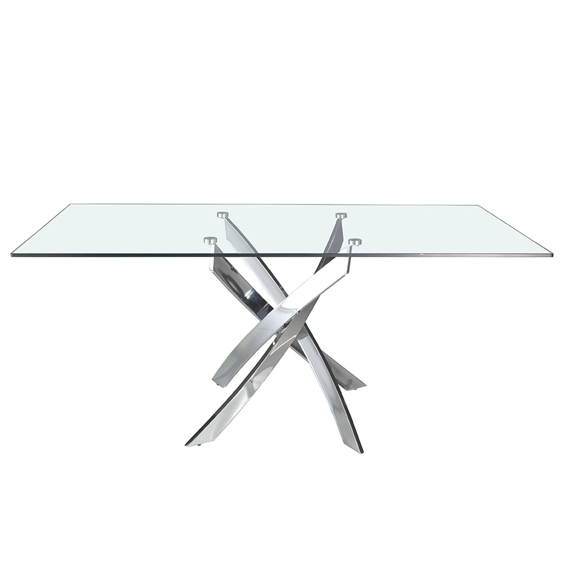 Стол обеденный прямоугольный F2133 /1061 стекло 160x95 с ножками из нержавеющей стали Angel Cerda