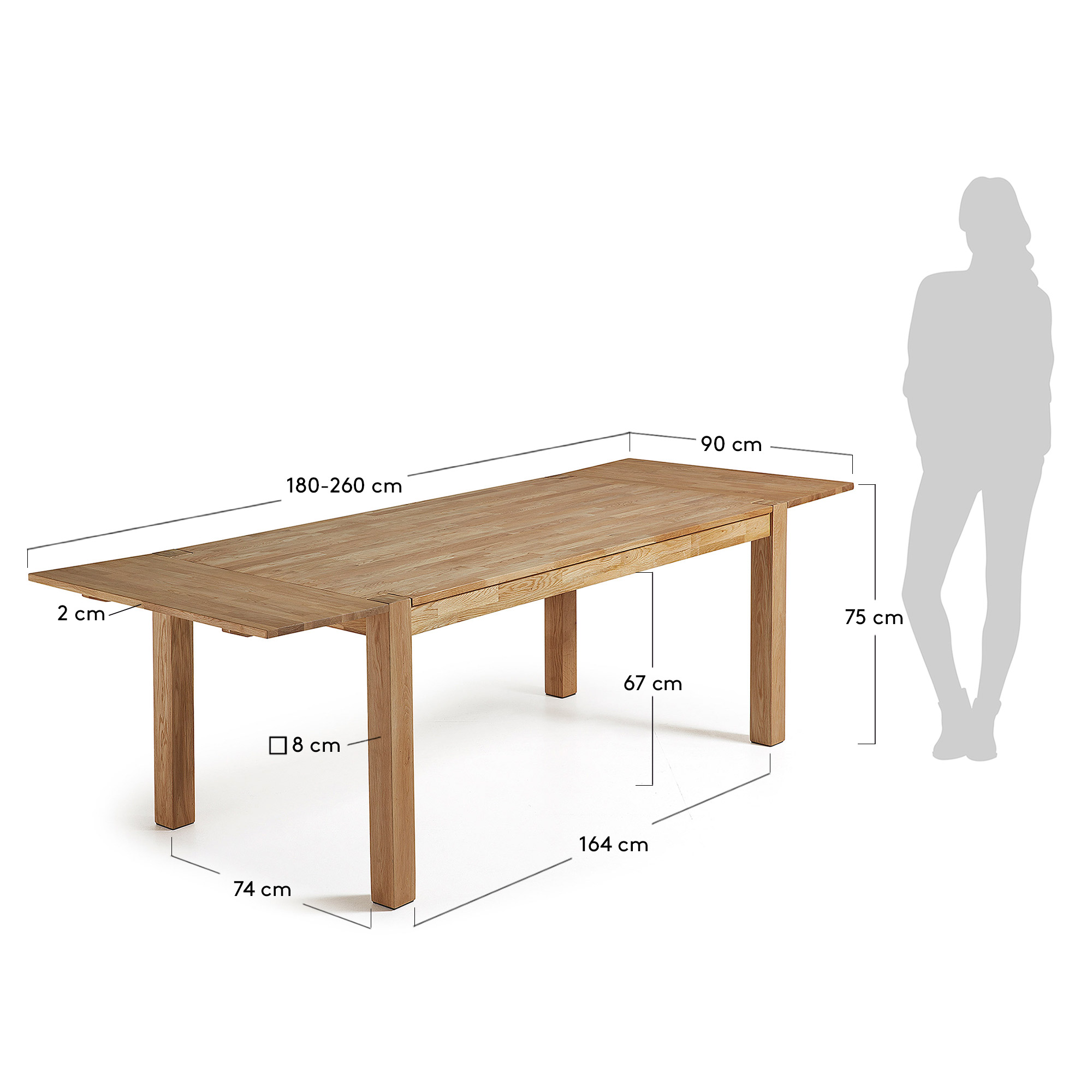 Стол Indra 180 (260) x90 дубовый La Forma (ex Julia Grup)