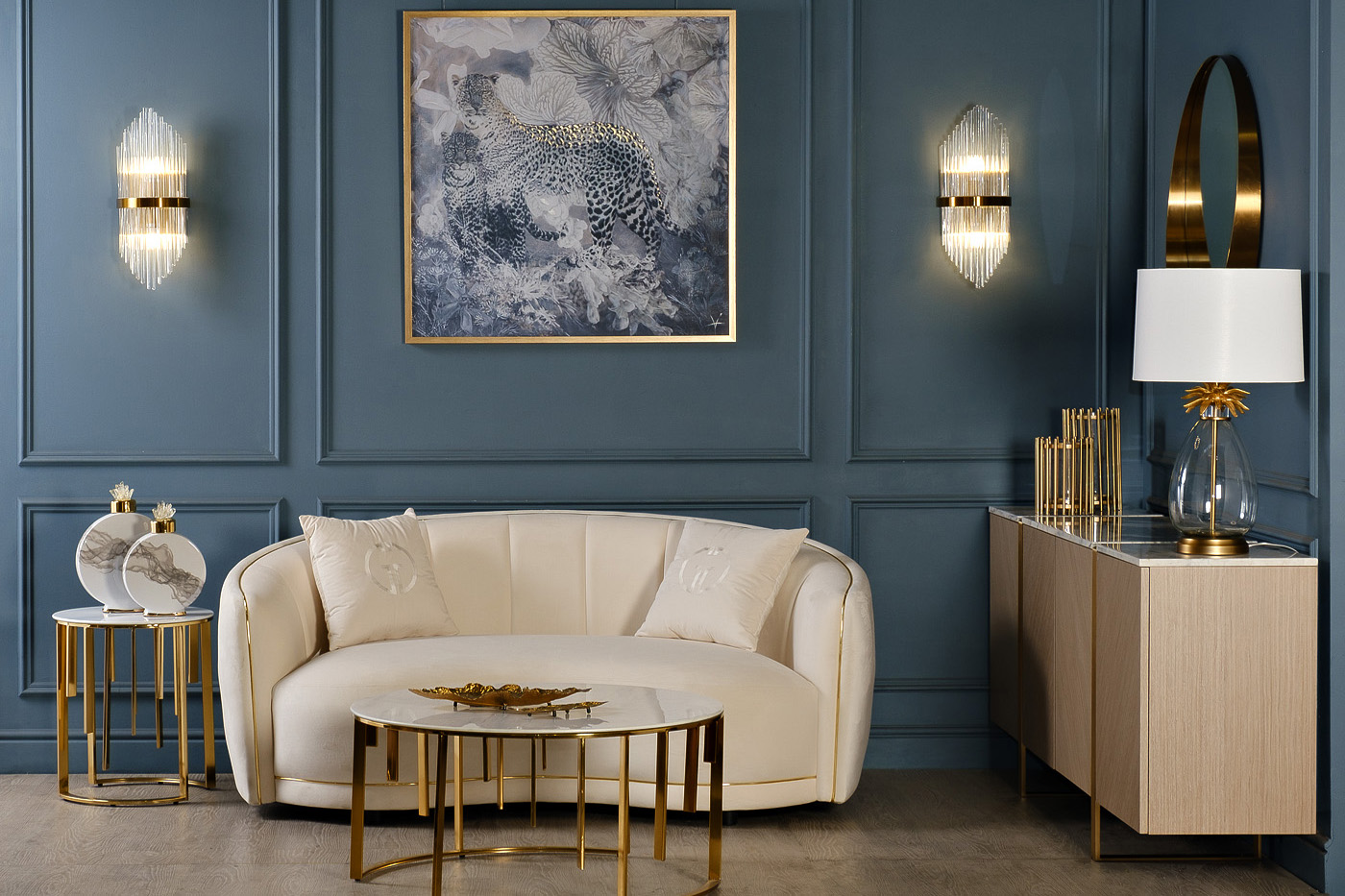 Диван двуестный велюровый бежевый Garda Decor 102AN-33821