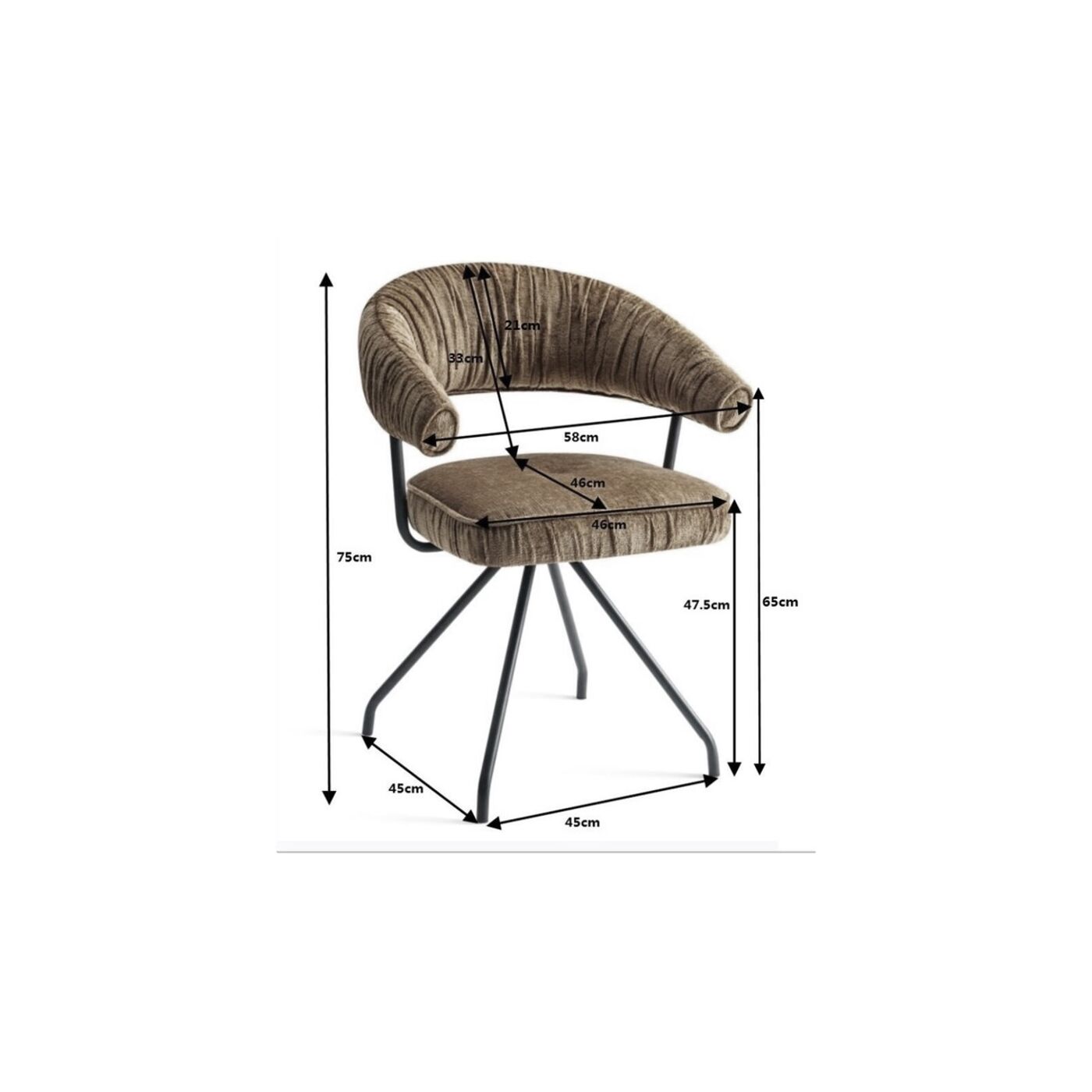 Стул вращающийся Arabella Grey KARE 87358