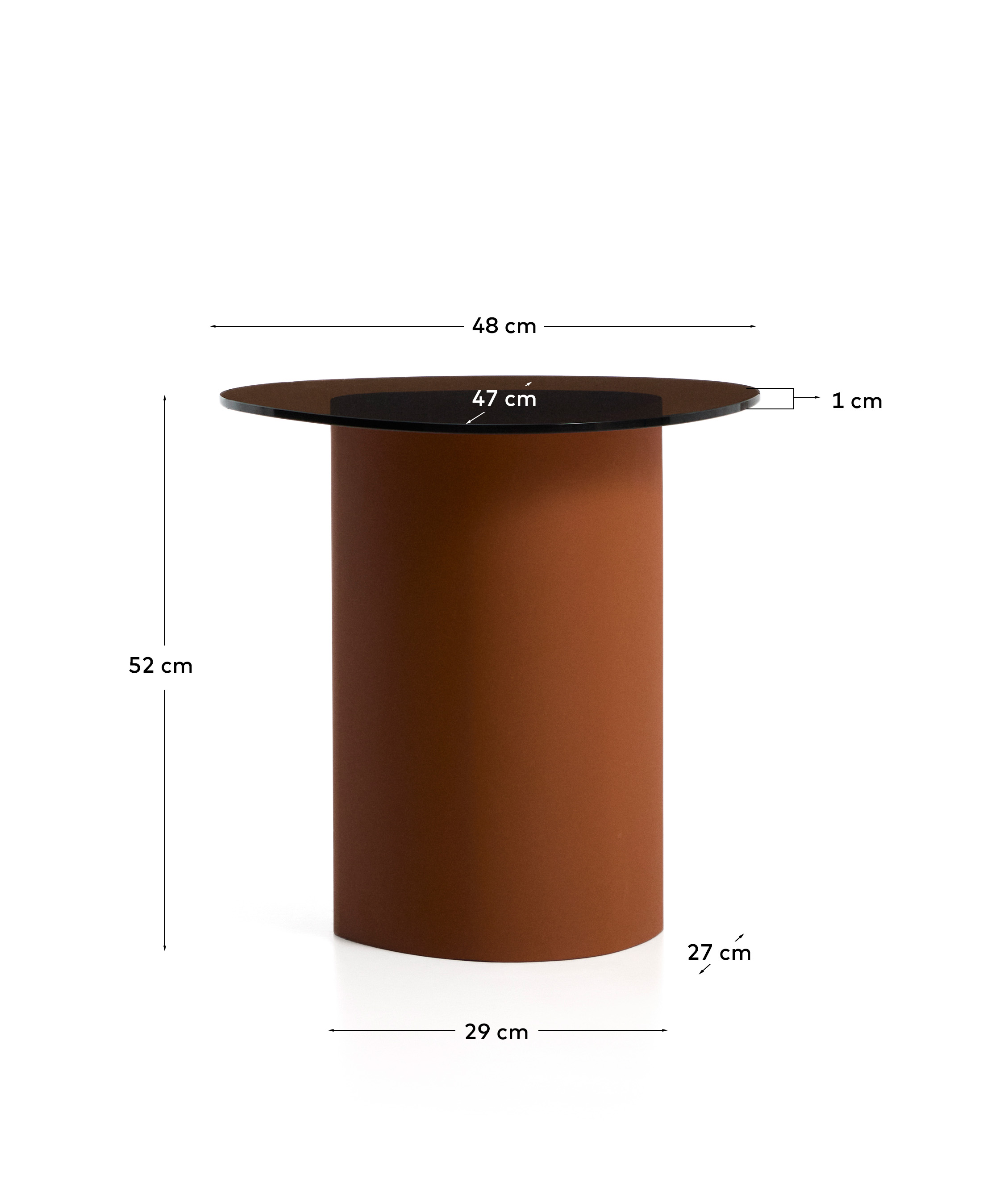 Приставной столик Olir из коричневой стали и закаленного стекла, 48 x 46,8 см La Forma 482445