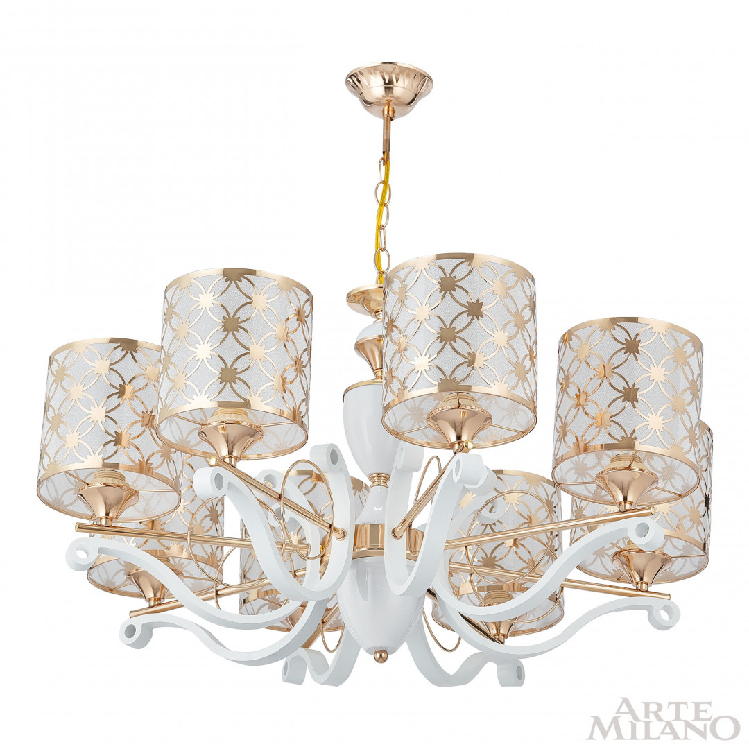 Люстра подвесная с плафонами 303097/8 Wh/Gd Arte Milano
