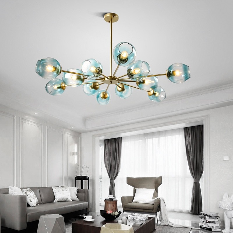 Люстра на штанге MARINE D104 12 lamps Black/Transparent by ImperiumLoft