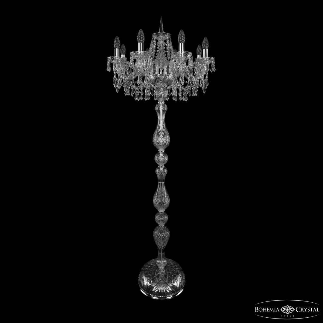 Торшер с хрустальными подвесками 1403T1/8/195-160 Ni Bohemia Ivele Crystal