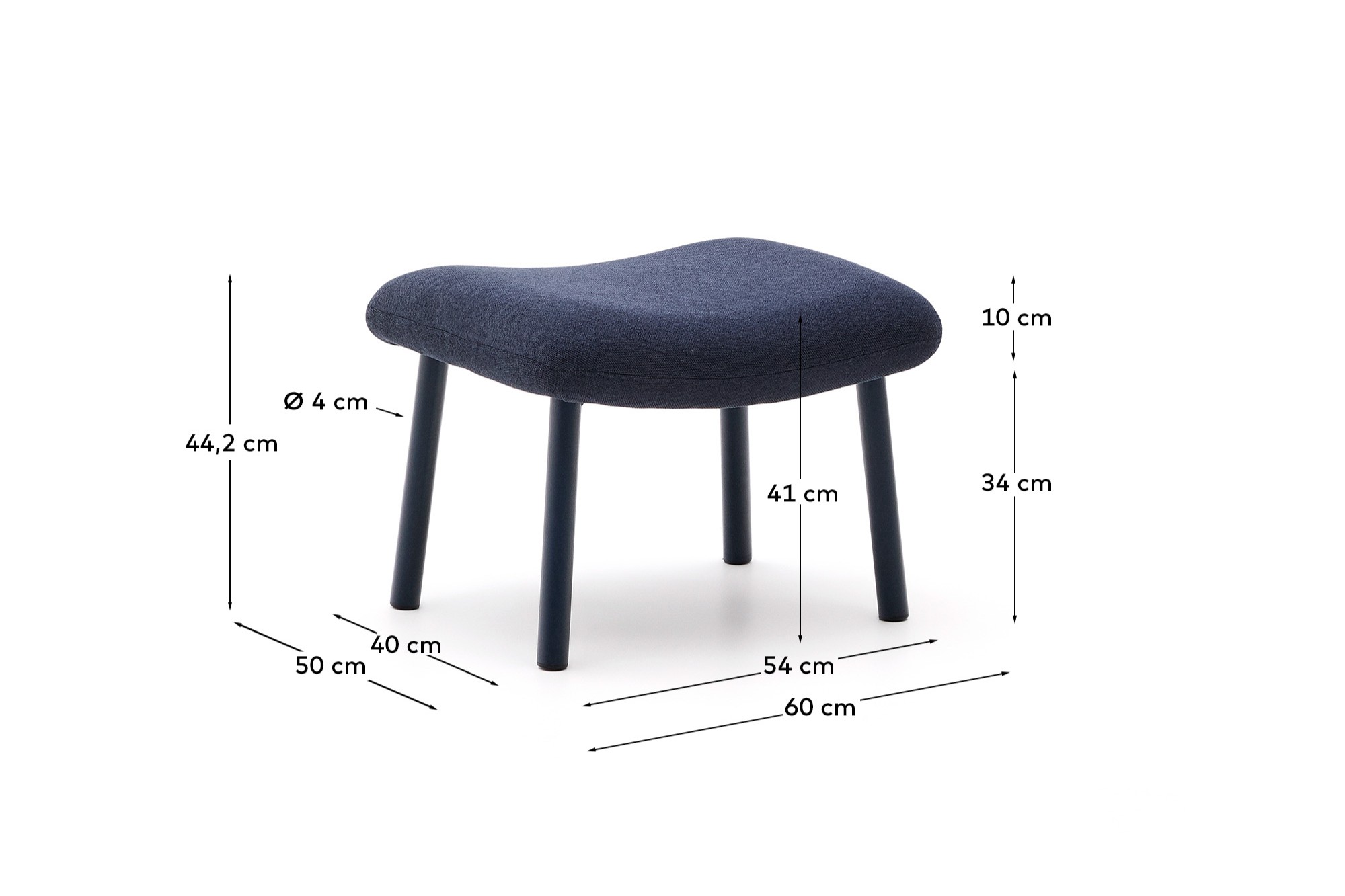 Пуф для ног Inari синий из стали и полиэстра 60 x 50 см La Forma (ex Julia Grup)