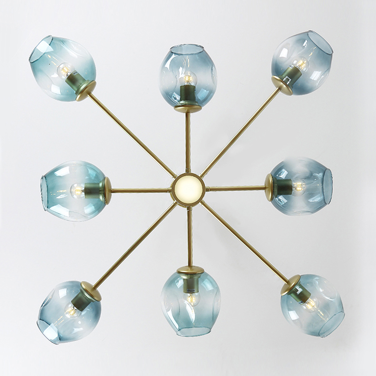 Люстра на штанге MARINE D85 Gold/Blue by ImperiumLoft