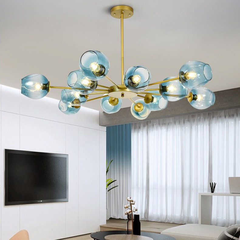 Люстра на штанге MARINE D104 12 lamps Black/Transparent by ImperiumLoft