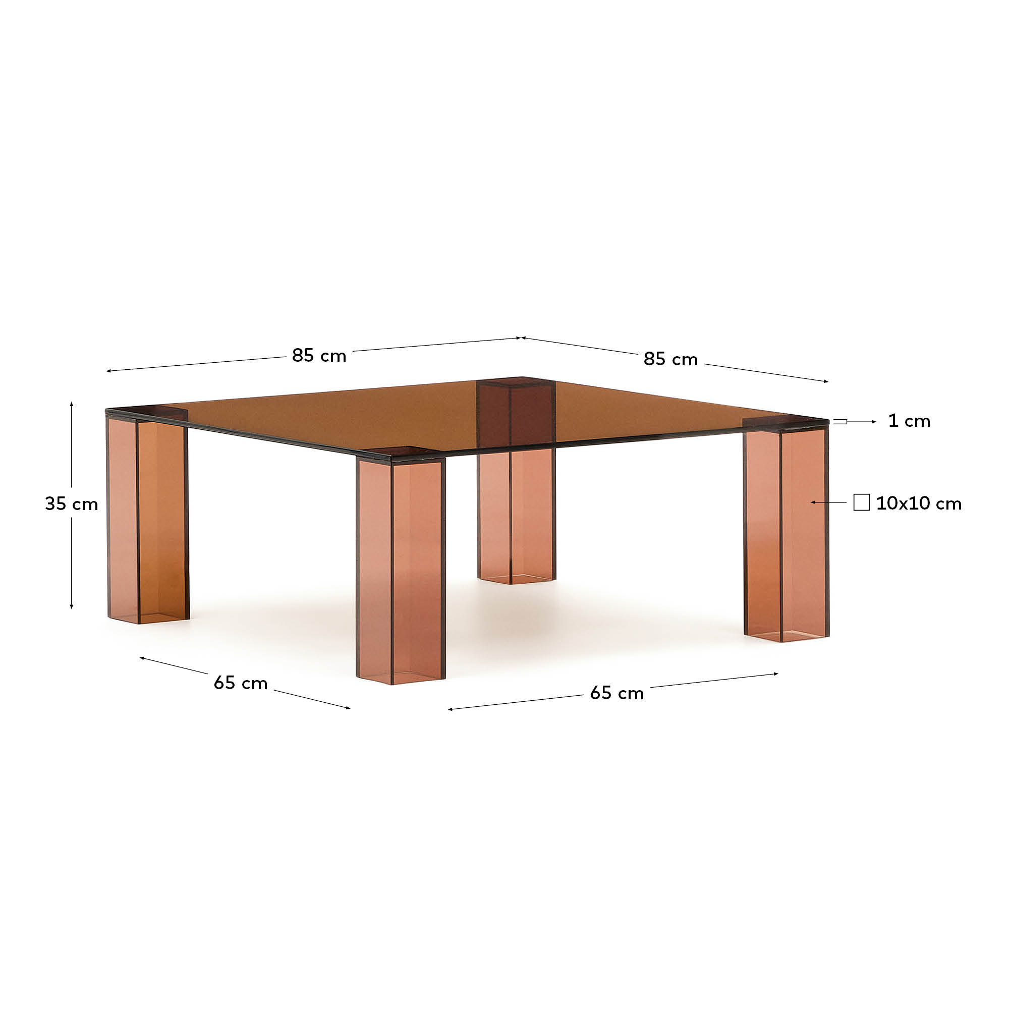 Журнальный столик Adularia из стекла коричневого цвета 85 x 85 La Forma (ex Julia Grup)