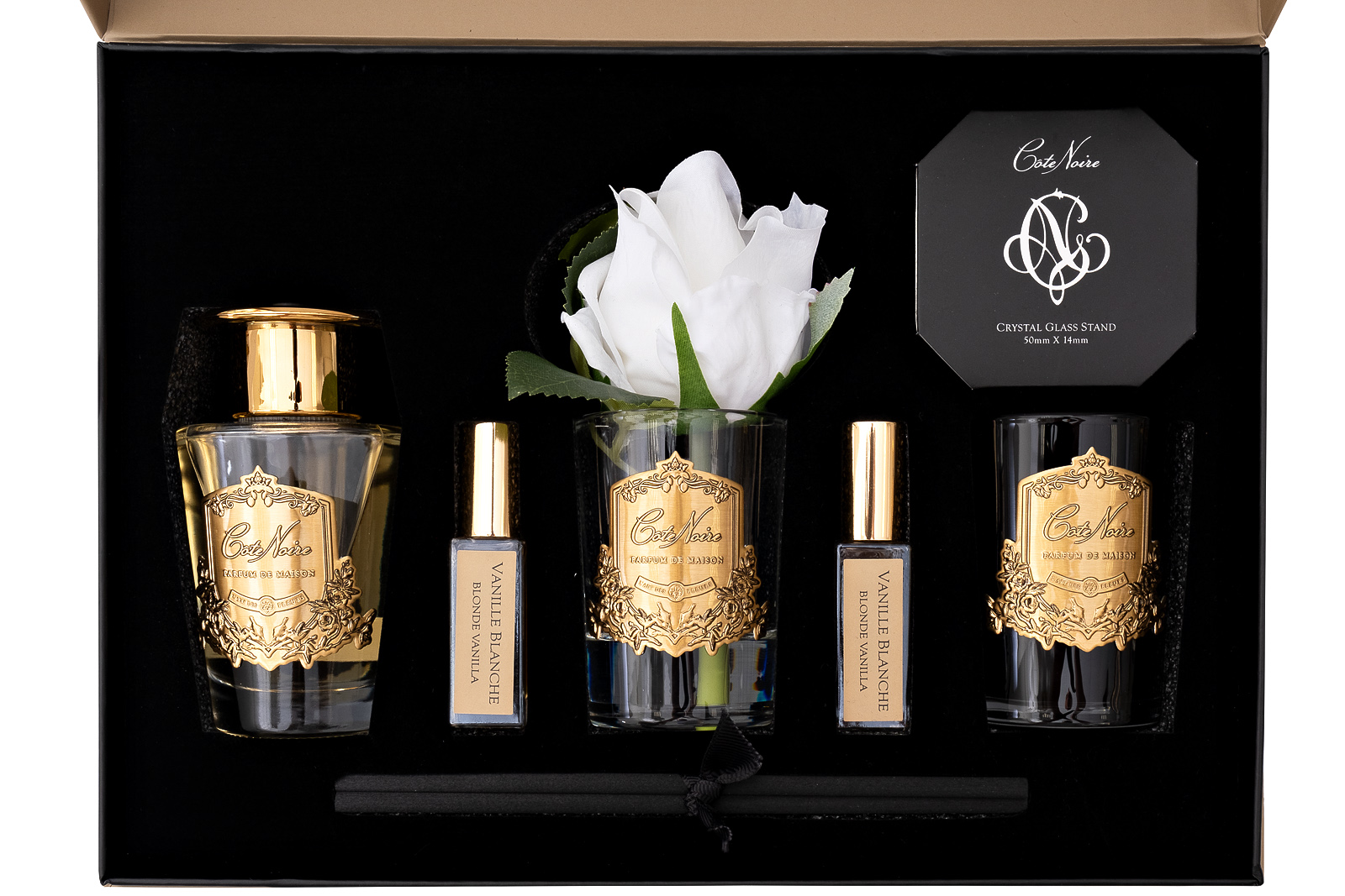 Набор подарочный Blonde vanilla - диффузор 90 мл, роза искусств., спрей 2*5мл, свеча 75гр Garda Decor 96CN-GP001