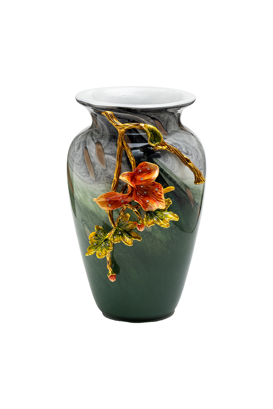 Ваза стеклянная зеленая с цветком Garda Decor 55RV6816S
