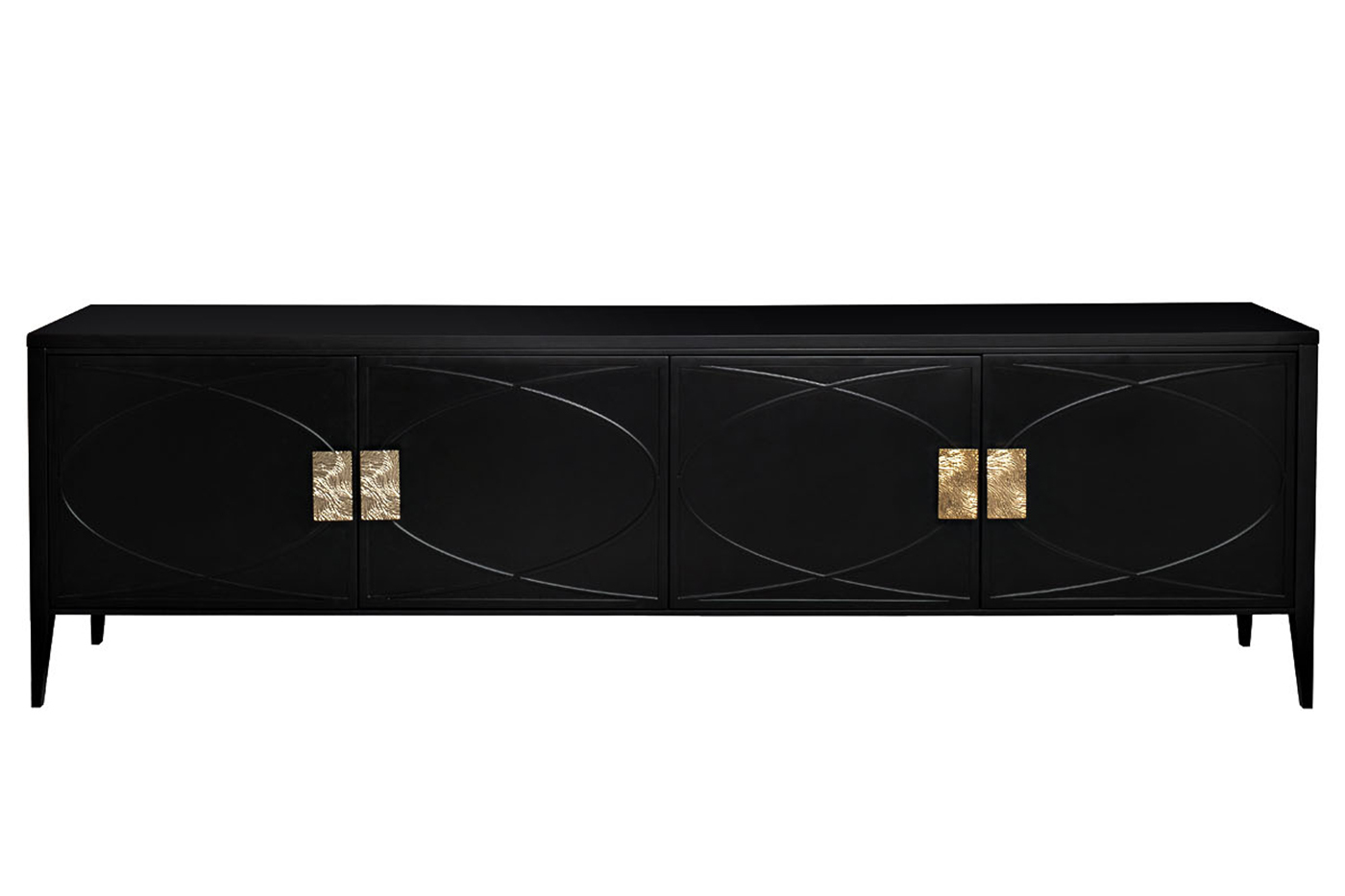 Тумба под телевизор черная с дверцами Garda Decor 98BP-GD01TUMB-CHERN