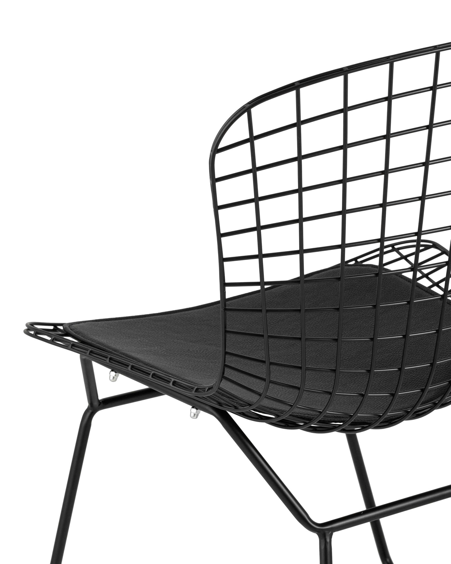 Стул обеденный Bertoia черный с черной подушкой 2 шт Stool Group