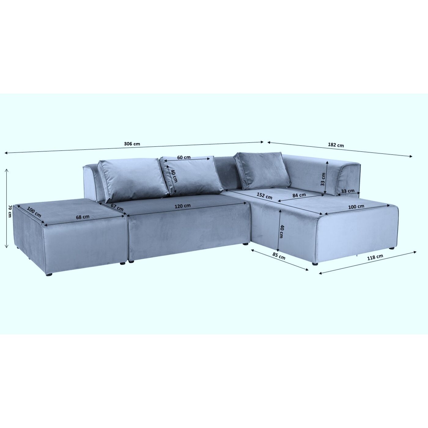 Диван левосторонний угловой Infinity Ottomane Cord Creme Left KARE 87401