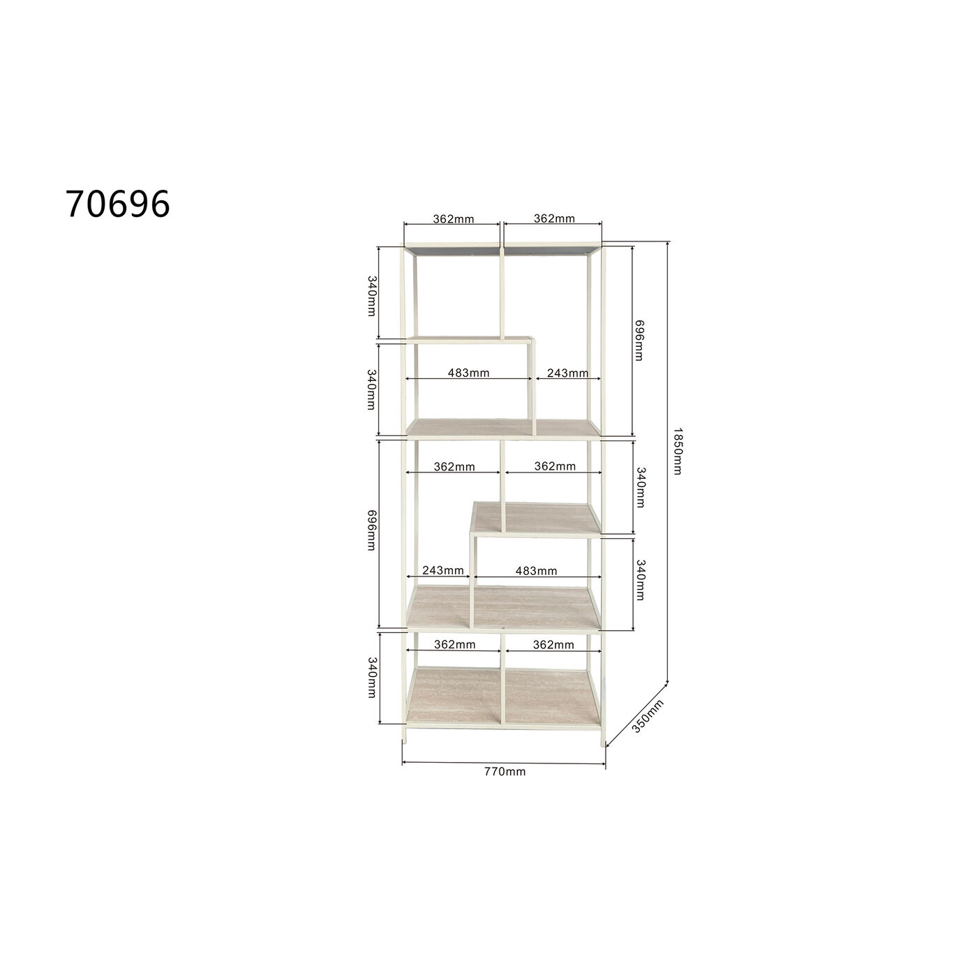 Стеллаж Loftie Greige 77x185cm KARE 70696