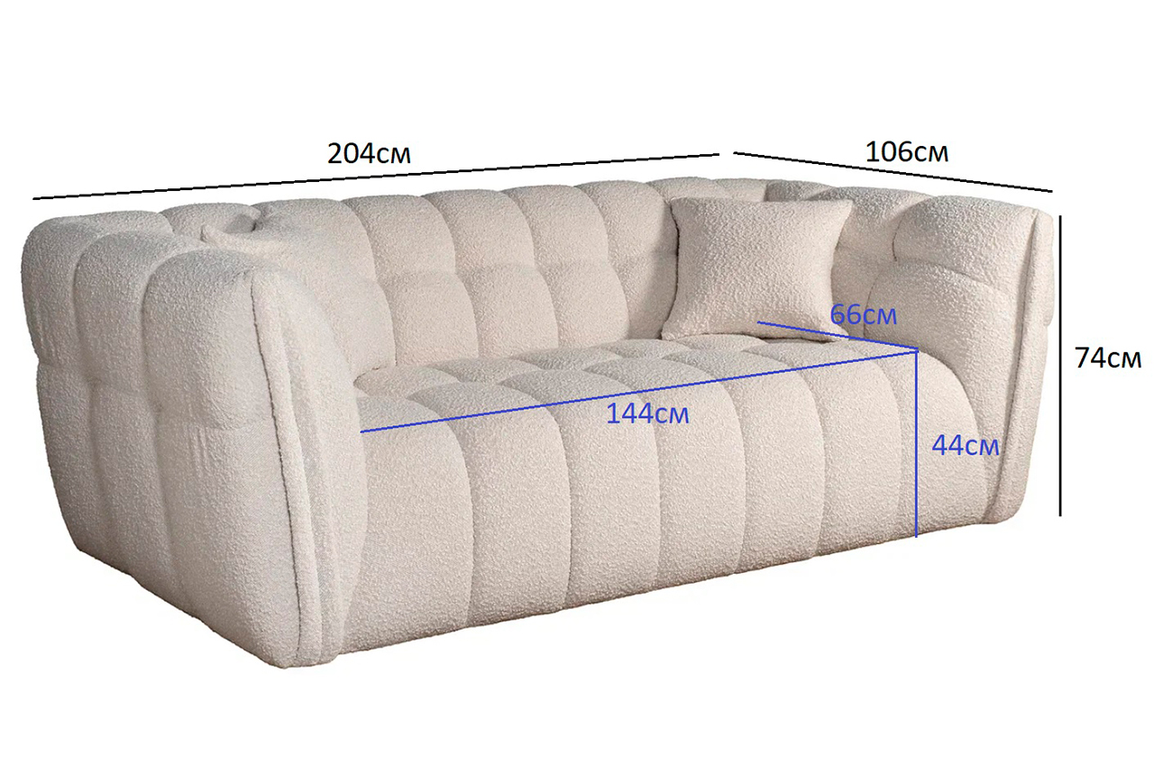 Диван двуестный букле белый Garda Decor ZW-26802