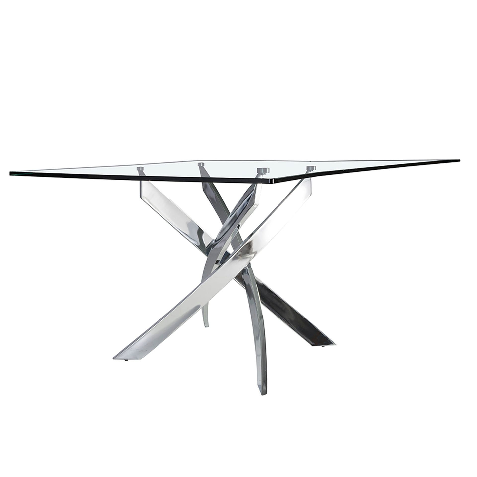 Стол обеденный прямоугольный F2133 /1061 стекло 160x95 с ножками из нержавеющей стали Angel Cerda