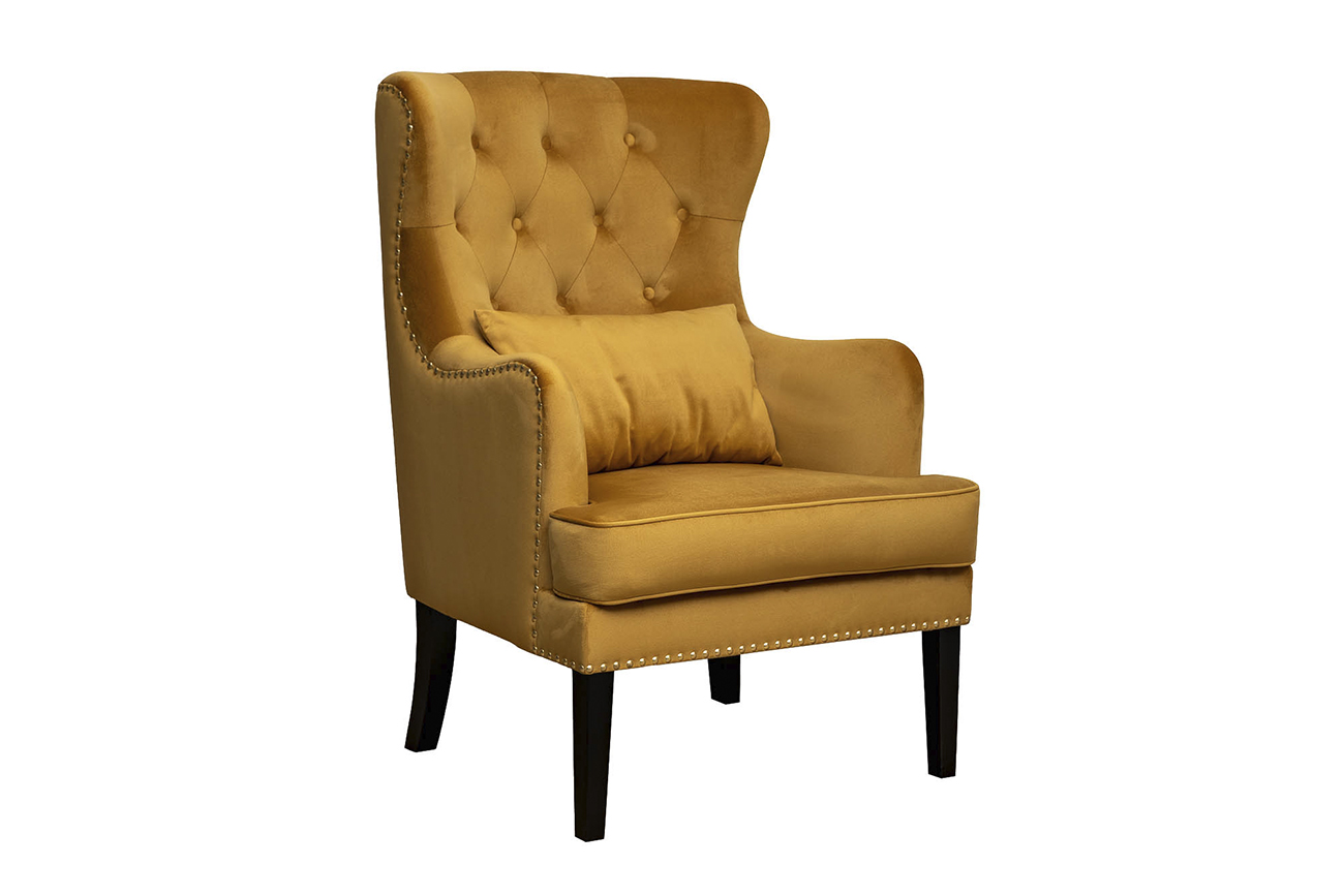 Кресло велюровое горчичное Garda Decor RIMINI-Colt022