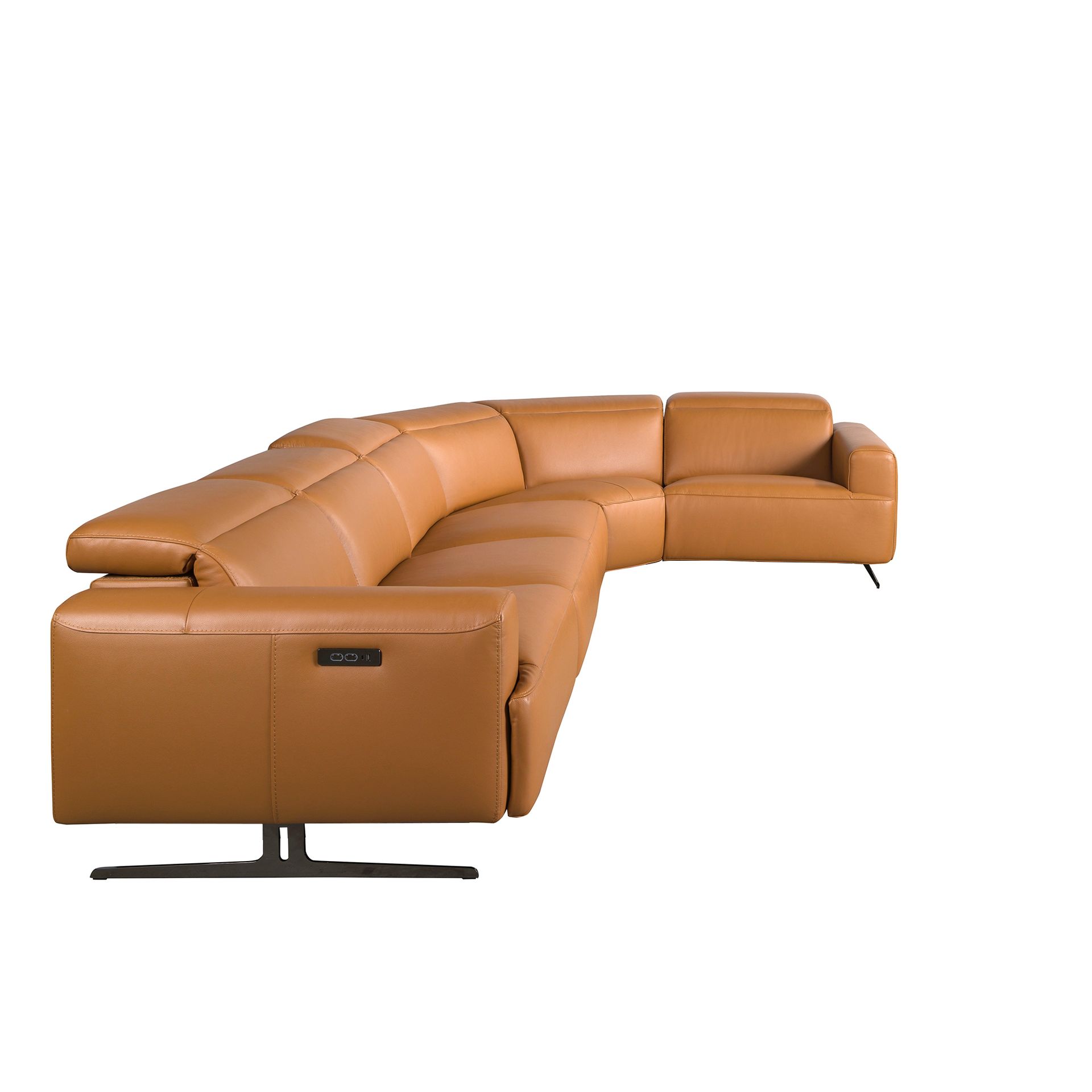 5-местный диван с реклайнером 6263 с левым шезлонгом из коричневой кожи Angel Cerda