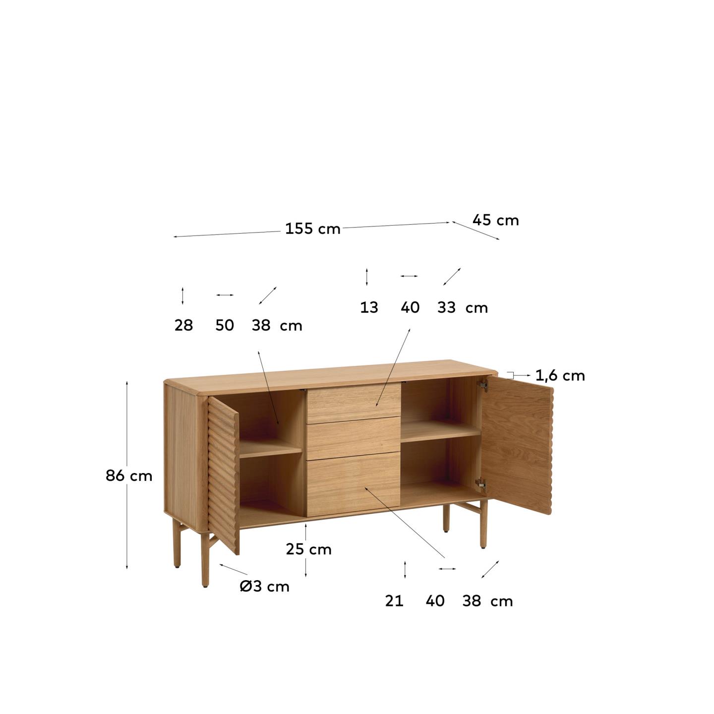 Сервант Lenon из древесины дуба 152 x 86 cm La Forma (ex Julia Grup)