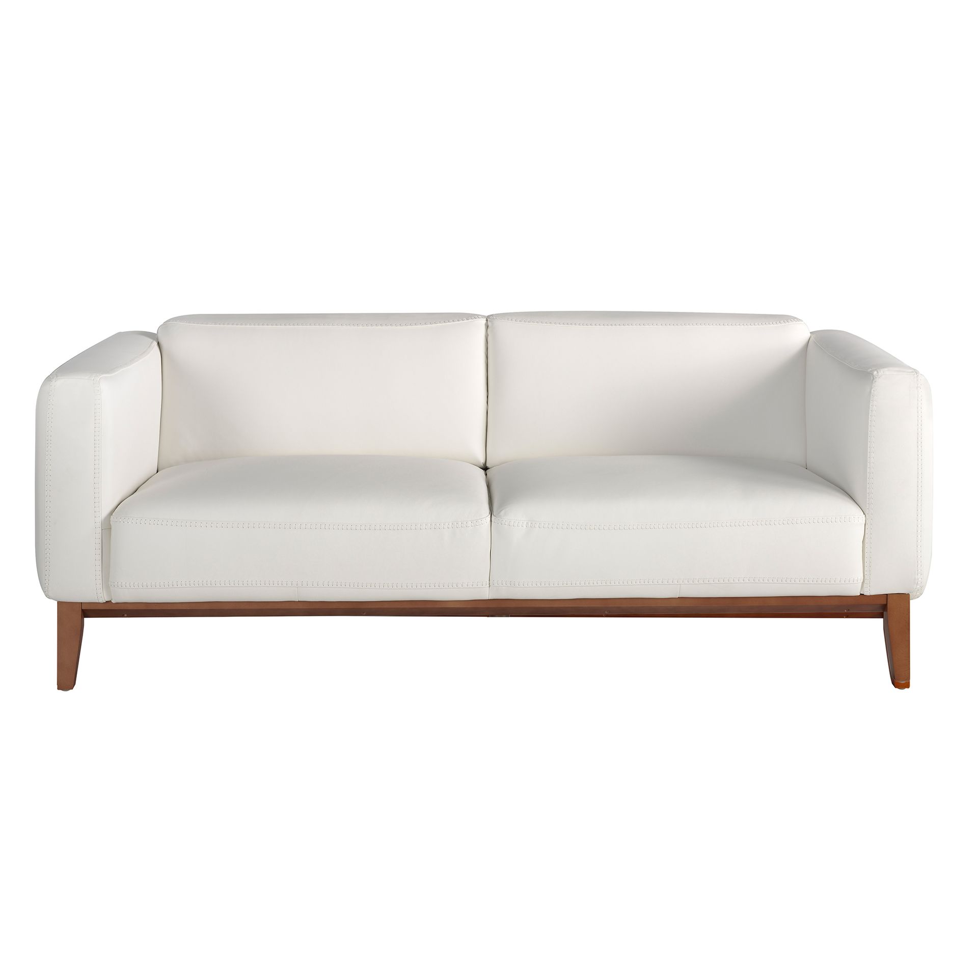 Диван 3-х местный 5353-3P-M9715 /6115 кожаный белый с каркасом из ореха Angel Cerda