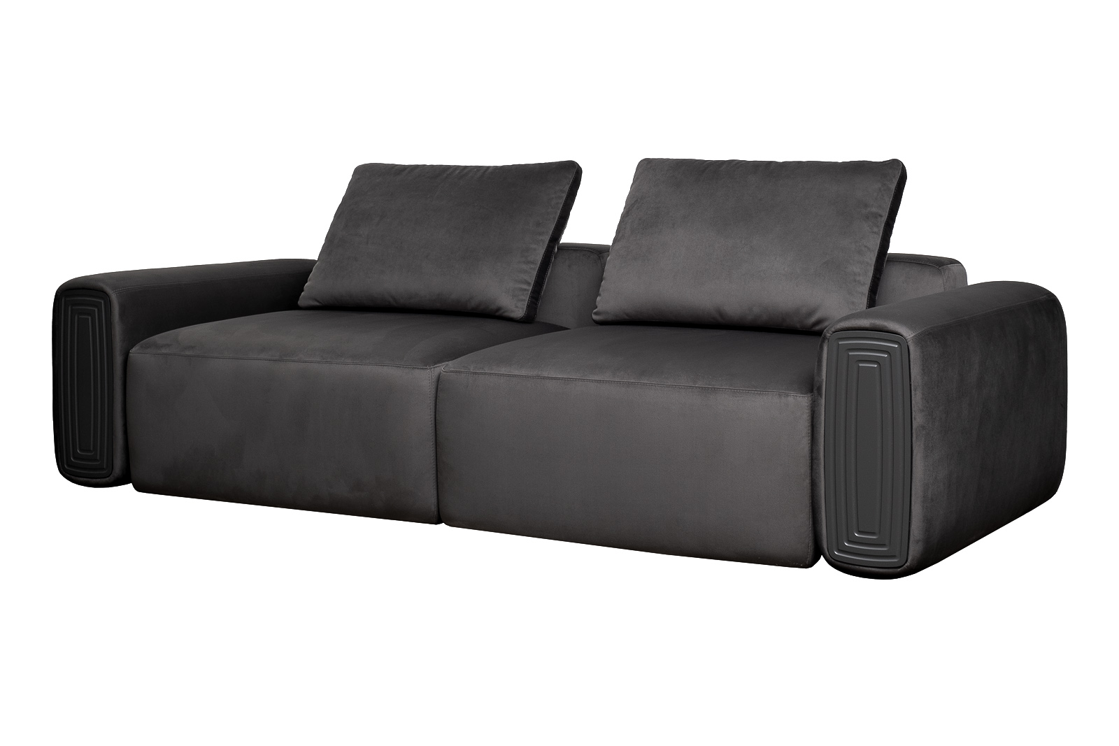 Диван трехместный Turin(2 секции) с мех т.серый велюр Colt1003 255*120**68 Garda Decor TURIN-TM3-2S-Colton1003