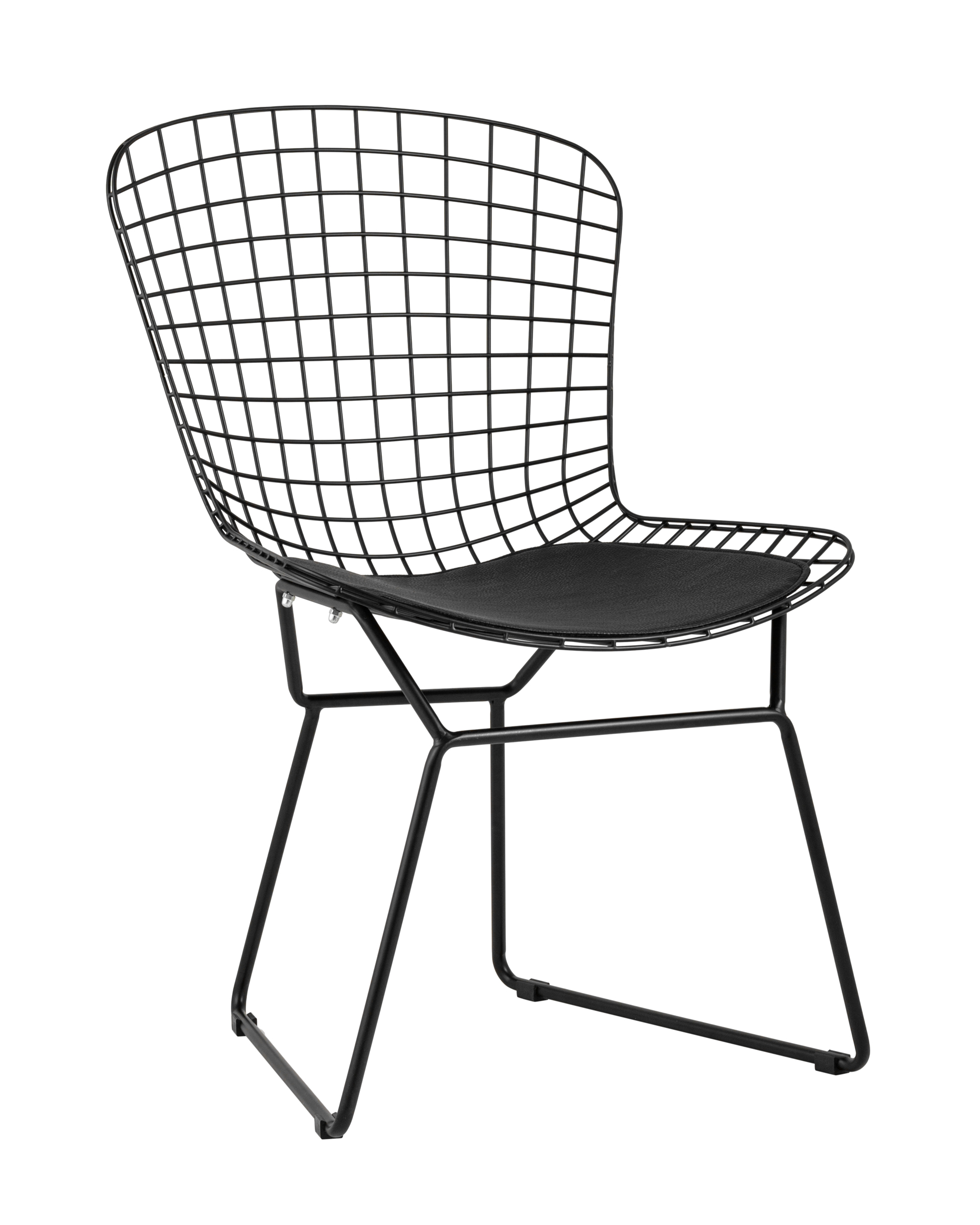 Стул обеденный Bertoia черный с черной подушкой 2 шт Stool Group