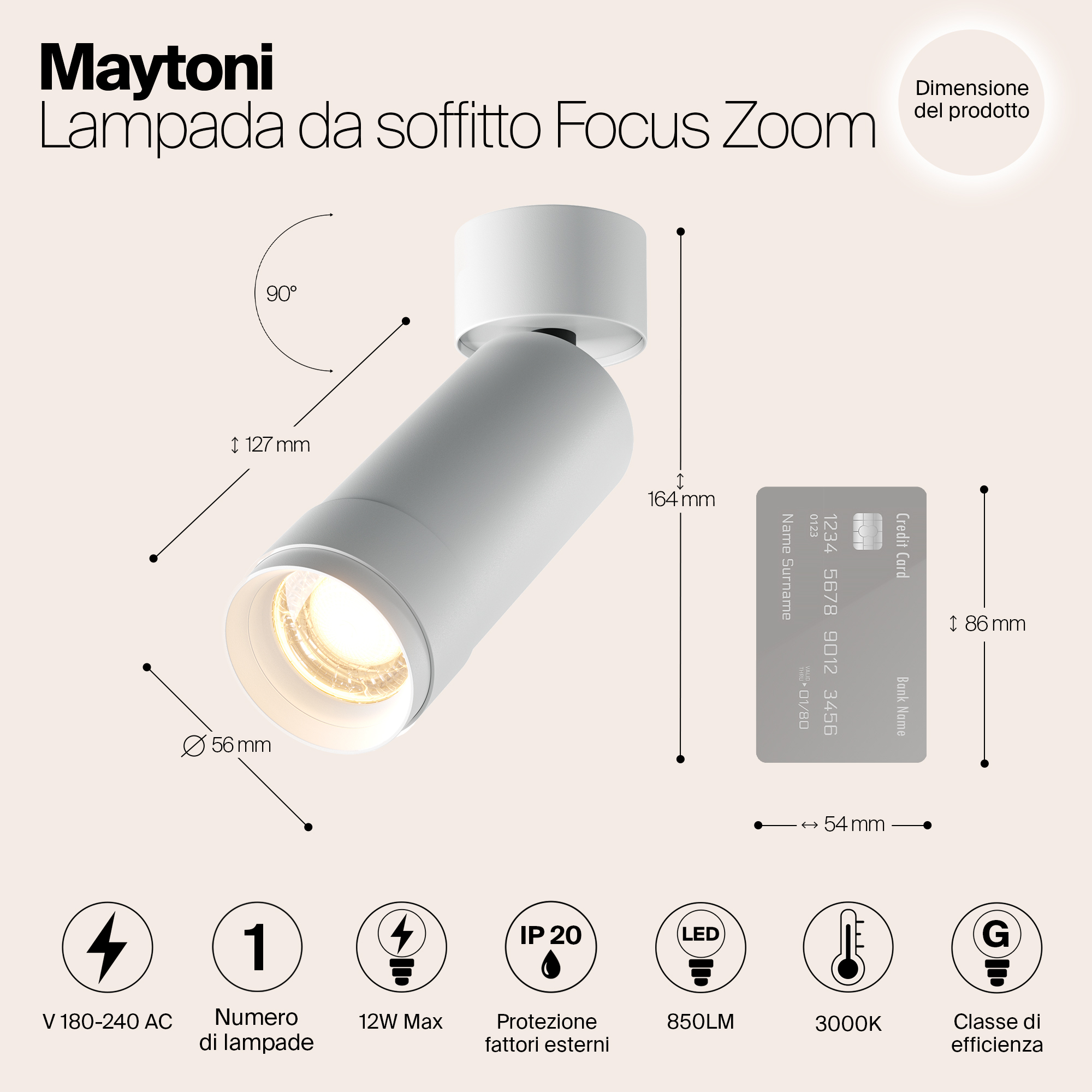 Потолочный светильник Technical C055CL-L12W3K-Z-W