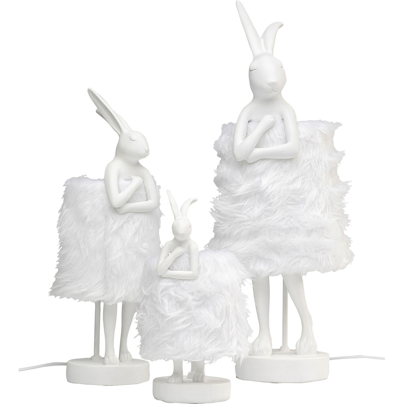 Светильник настольный Animal Rabbit Fur White/Silver 68cm KARE 56670