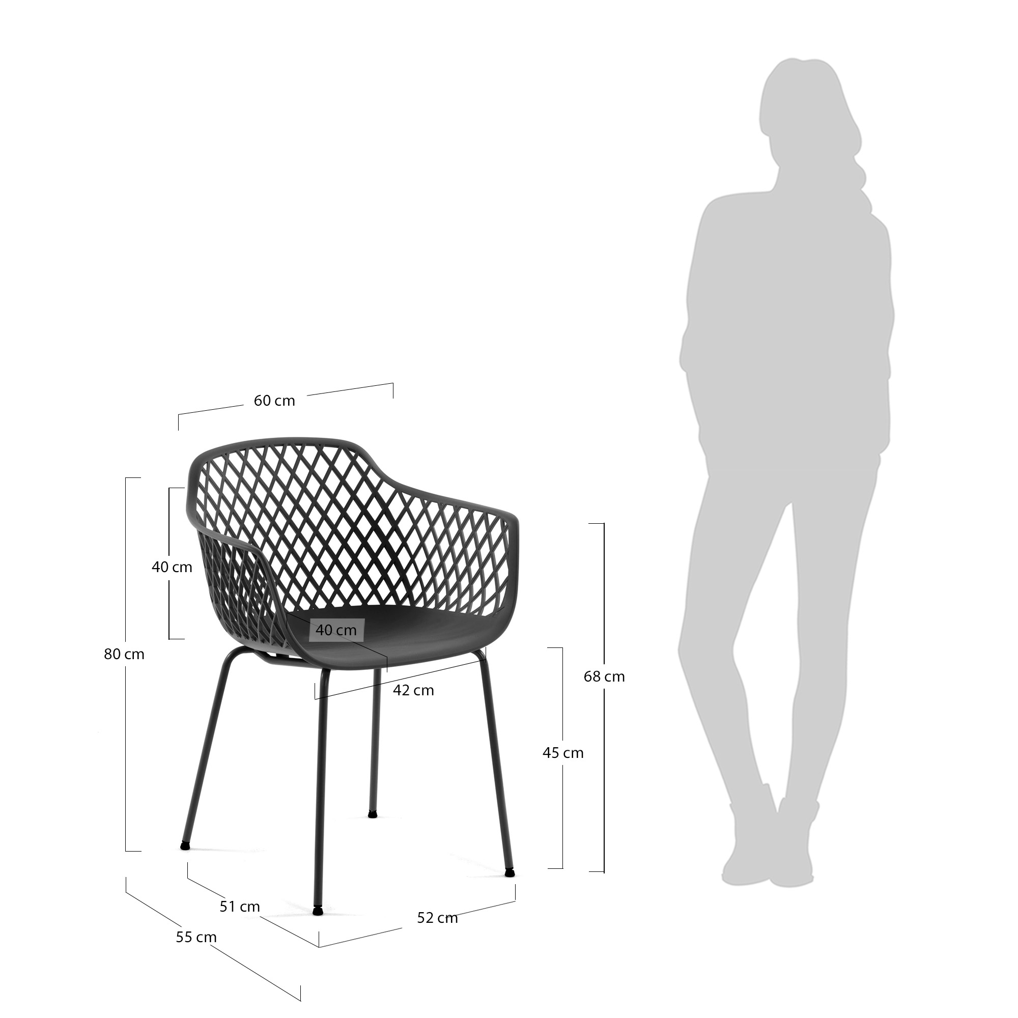 Стул-кресло Quinn темно-серый La Forma (ex Julia Grup)